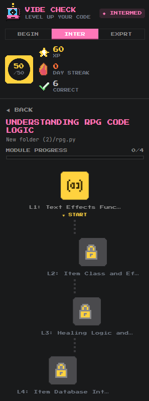 VibeCheck module learning path